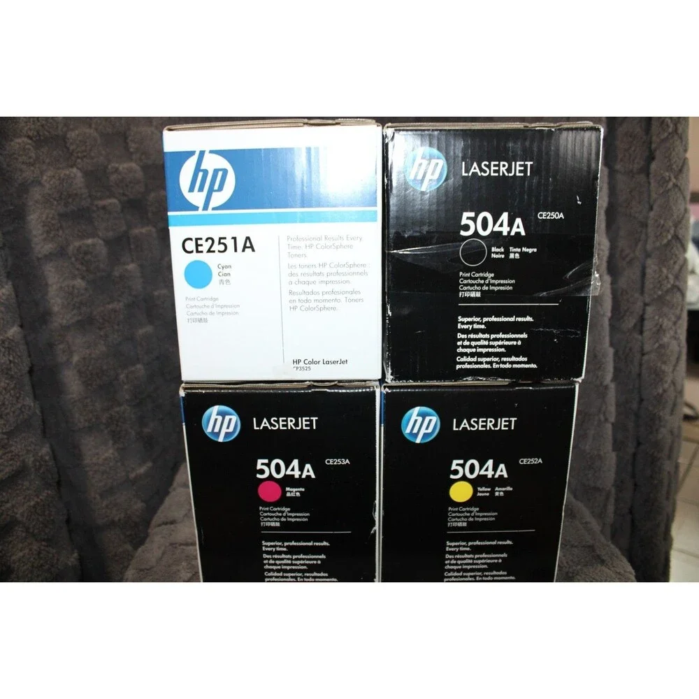 HP 504A Toners CE250A CE251A CE252A CE253A CP3525 Complete Set New Sealed